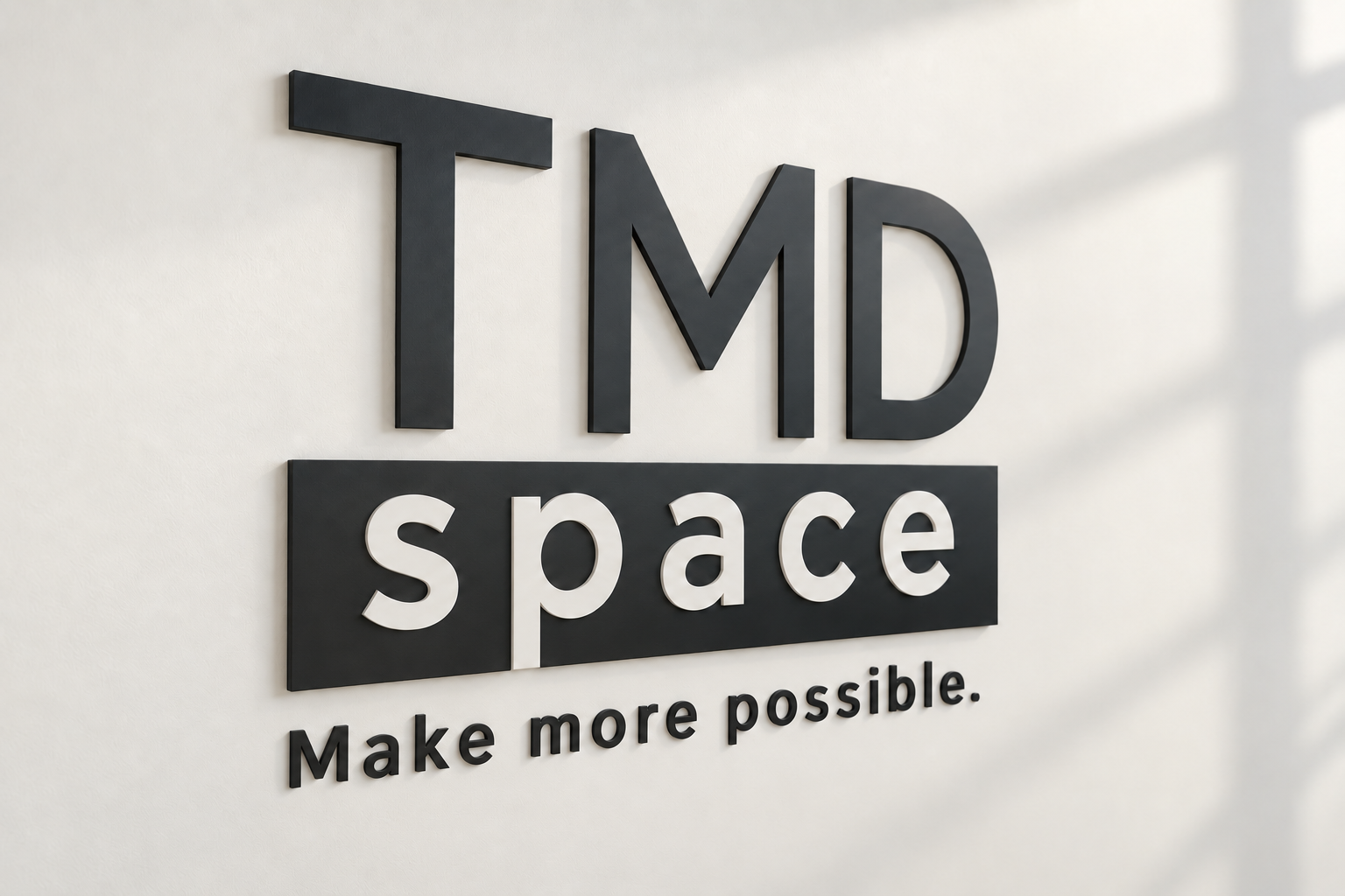 TMD SPACE wall signage in our Bangkok office. Born in Bangkok, 16 years of expertise.